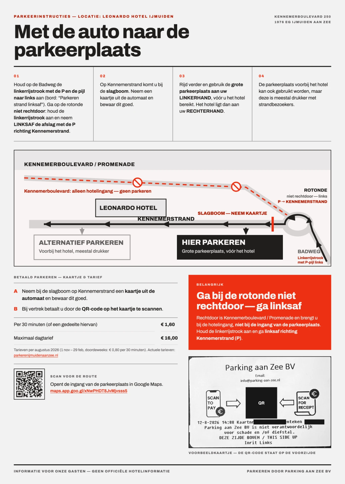 Parkeerinstructies voor Leonardo Hotel IJmuiden